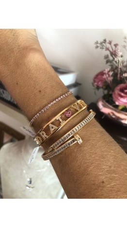Bracelet Prego Cristal zirconias brancas (SEMI JOIAS)